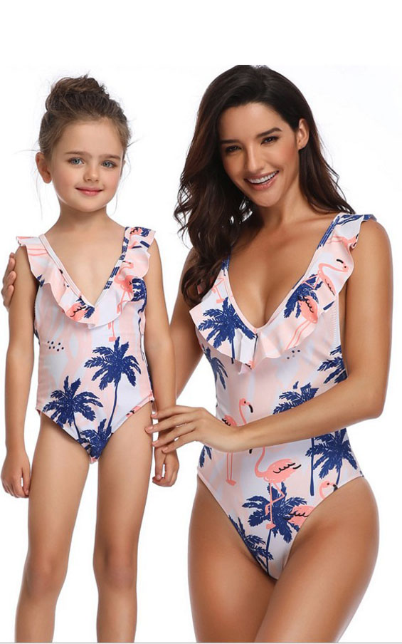F4734  Swimsuit Mom and Daughter Monokini Bathing Suits